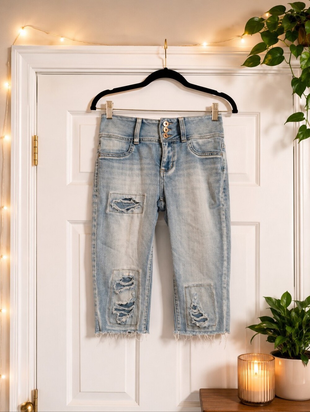 Vanilla Star Y2K McBling Indie Sleaze Grunge Mid Jean Shorts Junior Size 3-5